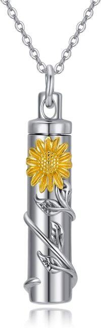 wholesale 925 Sterling Silver Sunflower Cremation Urn Pendant Necklace for Ashes Memory Keepsake s for Women-A-Sunflower Tube
