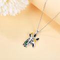 wholesale 925 Sterling Silver Giraffe Pendant Necklace with Green Crystal Accents for Women Girls Mothers Day Gift-0-3
