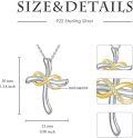 wholesale 925 Sterling Silver and Gold Plated Cubic Zirconia Cross Necklace with Infinity Pendant - Faith -0-4