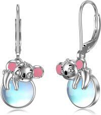 wholesale 925 Sterling Silver Koala Moonstone Drop Earrings Gifts for Women-Koala