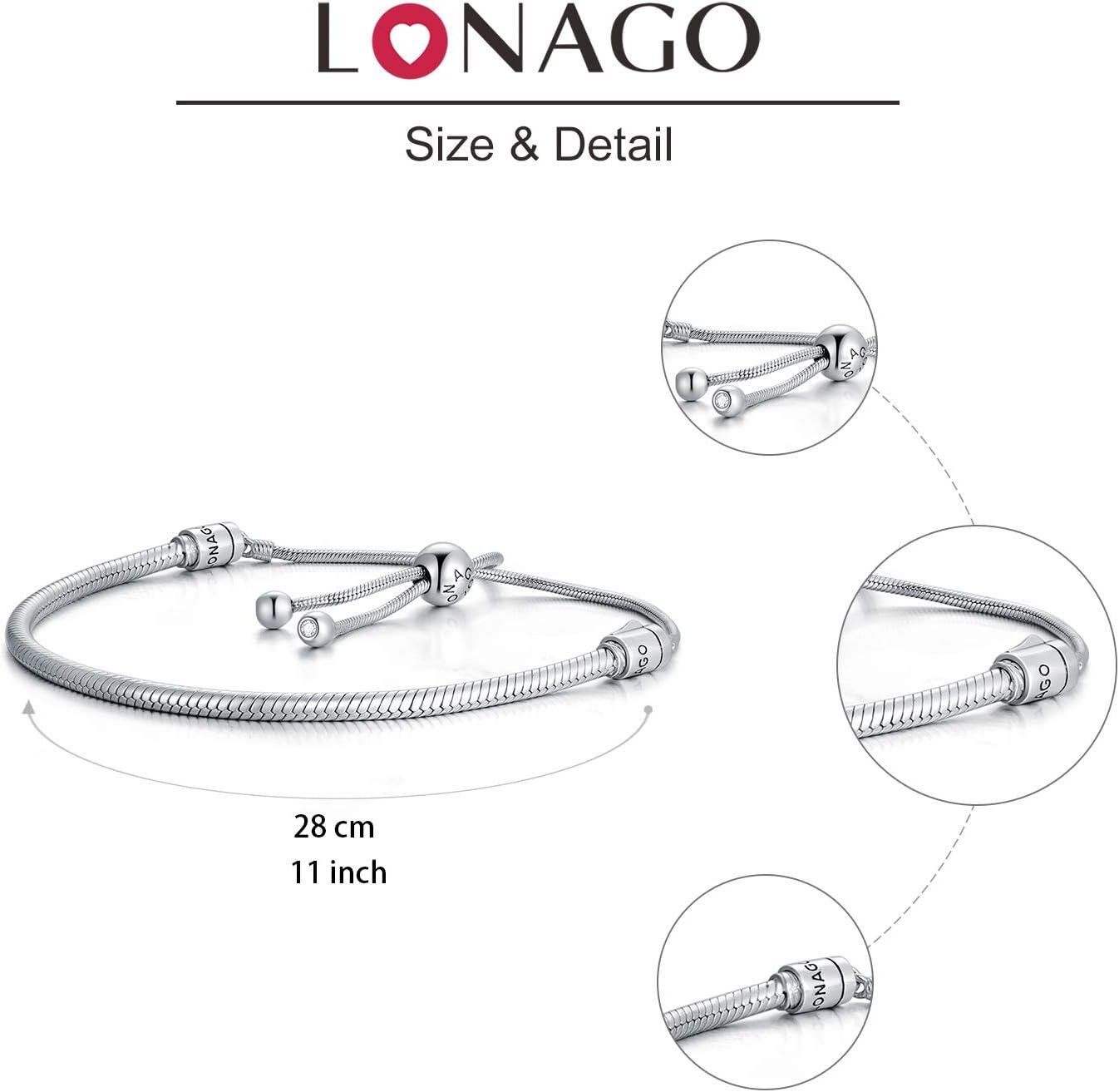925 Sterling Silver Snake Chain Slide Lock Adjustable Length Snakeskin Beads Bracelet for Women's s-0-5