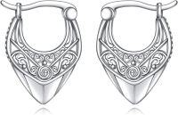 wholesale 925 Sterling Silver Vintage Bohemian Triangle Hollow Out Hoop Earrings for Women Girls Gift 3cm Diameter-Conical hoop earrings