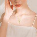 wholesale 925 Sterling Silver Cross Necklace with Stone for Women, Religious Christian Jewelry Gift-0-1