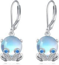 wholesale 925 Sterling Silver Opal Drop Earrings with Blue Stones and Crown Design Gift for Her-Octopus