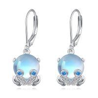 wholesale 925 Sterling Silver Opal Drop Earrings with Blue Stones and Crown Design Gift for Her-Octopus