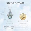 wholesale 925 Sterling Silver Abalone Shell Hamsa Hand with Blue Evil Eye and Om Symbol Pendant Necklace Good Luck Jewelry for Women & Men-0-4