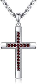 wholesale 925 Sterling Silver Birthstone Cross Necklace for Women Men -0-0