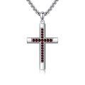 wholesale 925 Sterling Silver Birthstone Cross Necklace for Women Men -0-0