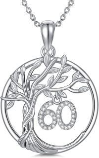 wholesale TOUPOP 60th Birthday Gifts For Her S925 Sterling Silver 60 Year Old Necklaces For Women Family Tree Of Life 60th Jewelry Anniversary Christmas Gifts For Mom Grandma Wife -undefined