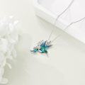 wholesale 925 Sterling Silver Hummingbird Flower Pendant Necklace for Women Gifts-0-3