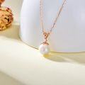 wholesale 14K Gold Freshwater Pearl 9mm Heart Pendant Necklace with Cubic Zirconia Accent - White Gold Tone Chain (18)-0-11
