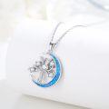 wholesale 925 Sterling Silver Blue Fire Opal Moon Tree of Life Family Tree Pendant Necklace s for Women-0-2