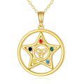 wholesale 14K Gold Peace Sign Circle Pendant Necklace for Women-0-1