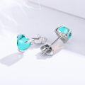 wholesale 925 Sterling Silver Heart Turquoise Stud Earrings Vintage  for Women Girls-0-1