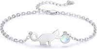 wholesale 925 Sterling Silver Opal Cat Charm Bracelet for Women - Cute Kitten  Idea-Cat-A