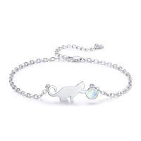 wholesale 925 Sterling Silver Cat Opal Charm Bracelet-Cat-A
