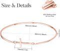 wholesale 925 Sterling Silver Rose Gold Plated Infinity Cross Bangle Bracelet for Women - Christian Religious s-0-2