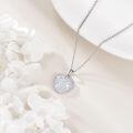 wholesale 925 Sterling Silver Heart Pendant Necklace Platinum Plated Iridescent Rainbow Crystal Beaded Edge-0-3