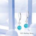 wholesale 925 Sterling Silver Turquoise Round Stone Leverback Drop Earrings-0-1