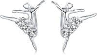 wholesale 925 Sterling Silver Austrian Birthstone Crystal Ballerina Earrings Ballet Recital Gift-Clear
