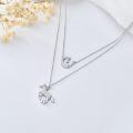 TOUPOP Sterling Silver Moonstone Layered Horse Pendant Necklace-0-2