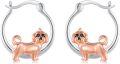 wholesale 925 Sterling Silver Rose Gold Plated Puppy Design Hoop Earrings - Adorable  for Girls and Women with Hypoallergenic Earwires-0-0