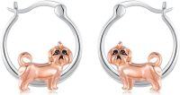 wholesale 925 Sterling Silver Rose Gold Plated Puppy Design Hoop Earrings - Adorable  for Girls and Women with Hypoallergenic Earwires-Shih Tzu