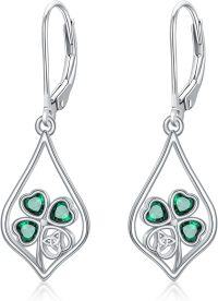 wholesale TOUPOP Clover Earrings 925 Sterling Silver Celtic Irish Dangle Drop Earring Four Leaf Clover Jewelry For Women Mom Patrick Day Christmas Birthday Gifts -undefined
