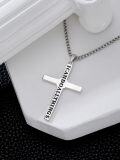 wholesale Cross Necklace For Men Women 925 Sterling Silver Beveled Edge Cross Pendant With 22"+2" Stainless Steel Chain Religious Protection Jewelry Christmas Gifts For Him Her Boyfriend Girlfriend Husband Wife -0-2