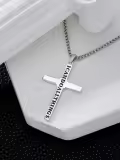 TOUPOP Sterling Silver Stainless Steel Cross Pendant Necklace-0-2