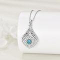 wholesale 925 Sterling Silver Teardrop Turquoise Flower Filigree Pendant Necklace for Women Girls-0-2