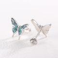 wholesale 925 Sterling Silver Blue Fire Opal Butterfly Stud Earrings Hypoallergenic  for Women Girls 6mm x 8mm-0-25