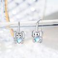wholesale 925 Sterling Silver Elephant Shape Moonstone Hoop Earrings - Cute Animal  for Women-0-1