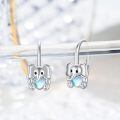 wholesale 925 Sterling Silver Elephant Shape Moonstone Hoop Earrings - Cute Animal  for Women-0-1