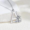 wholesale Silver A Z Alphabet Pendant Necklace Cat Initial Gift for Women-0-1