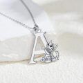 wholesale 925 Sterling Silver Letter E Pendant With Cat Design-0-1