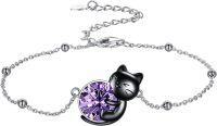 wholesale 14K Gold Pink Crystal Black Cat Pendant Necklace for Women Cats Lover-B-Black Cat 2