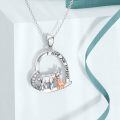 wholesale 925 Sterling Silver Goat Mother Baby Heart I Love You Forever Pendant Necklace-0-1