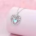 TOUPOP Sterling Silver Moonstone Tree Of Life Pendant Necklace-0-4