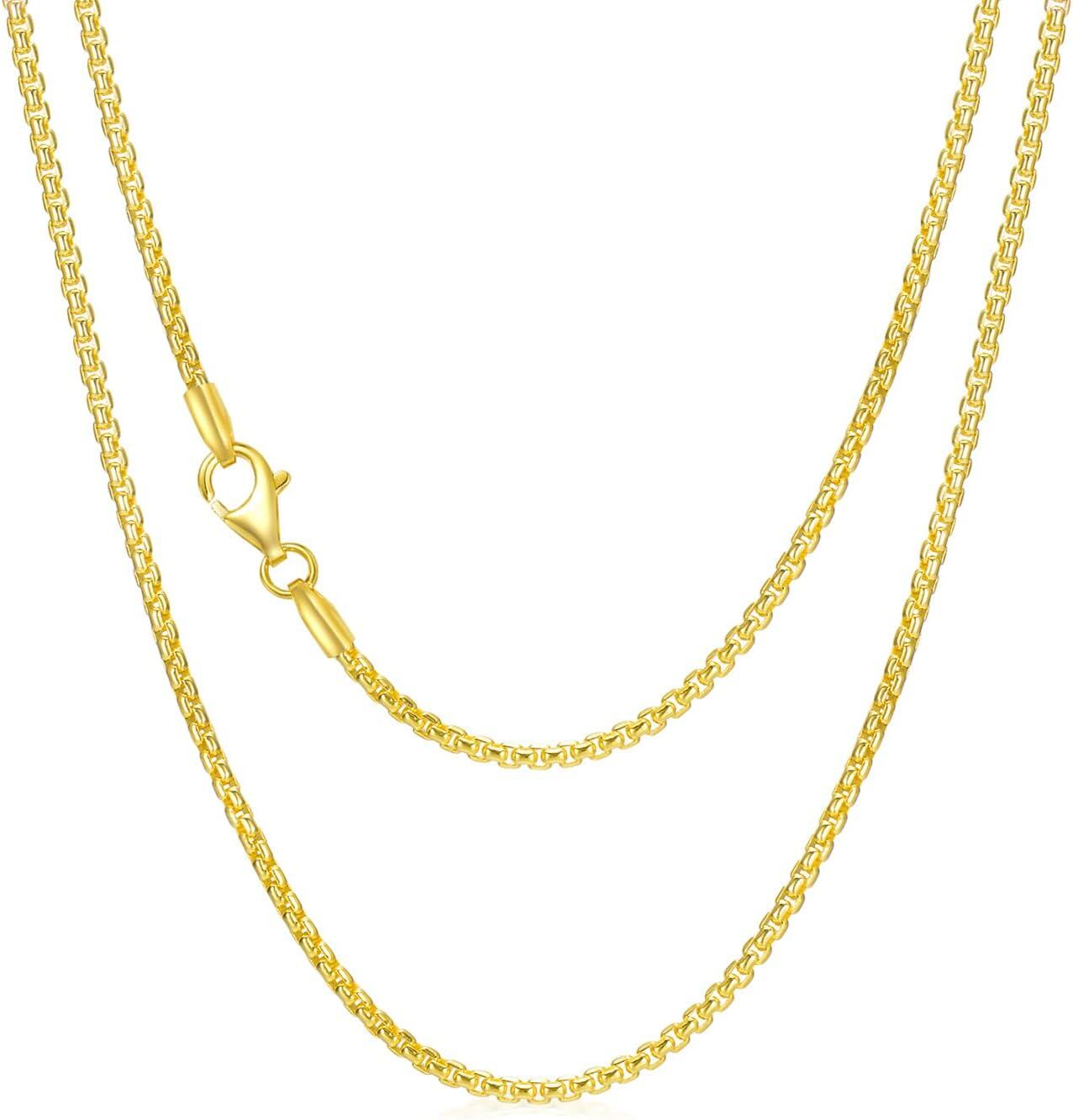Sterling Silver 14K Gold Plated Diamond Cut Round Chain 1 3mm w Lobster Clasp 16 26 -Length:22 Inch Width:1MM, 14k Yellow Gold