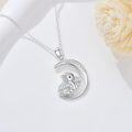 wholesale 925 Sterling Silver & White Zirconia Dragon April Birthstone Necklace with Crescent Moon Pendant-0-2