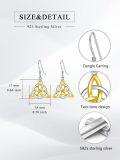 wholesale 925 Sterling Silver Gold Plated Triquetra Celtic Knot Drop Earrings s for Her-0-2