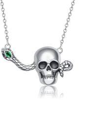 wholesale Sterling Silver Skull Necklace Gothic Jewelry for Women-C-skull snake
