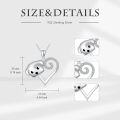wholesale 925 Sterling Silver Heart and Dog Head Pendant Necklace with Cubic Zirconia-0-2