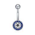 wholesale  925 Sterling Silver Cubic Zirconia Evil Eye Heart Belly Button Ring 14G 12mm-0-0