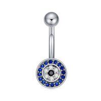 wholesale  925 Sterling Silver Cubic Zirconia Evil Eye Heart Belly Button Ring 14G 12mm-Evil Eye