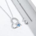 wholesale 925 Sterling Silver Blue Crystal Heart Highland Cow Pendant Necklace-0-2