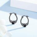 wholesale 925 Sterling Silver Bat Hoop Earrings Wholesale With Cubic Zirconia And Black Crystal-0-1
