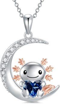 wholesale Sterling Silver Animal Birthstone Necklace Otter Axolotl Hippo Pendant Jewelry Gift for Women-09-Sep-Axolotl