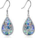 wholesale 925 Sterling Silver Teardrop Abalone Shell Dragonfly Tree of Life Dangle Earrings for Women-0-0